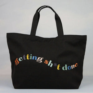 Getting Sh*t Done Black Canvas Carryall Handbag - image