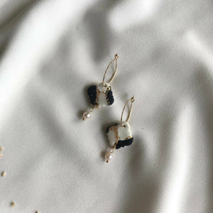 Blanc Noir Marble Clay Earrings MINI - image