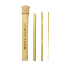 Bamboo Straw Complete Set in Bamboo Casing - image