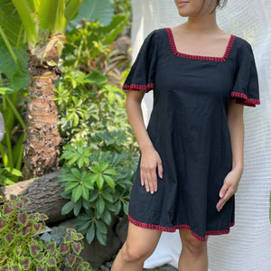 Linen Dress with Itneg hand-embroidery - image