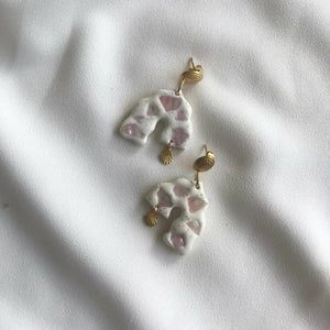 Seashell Polymer Clay Earrings with Resin Finish - image