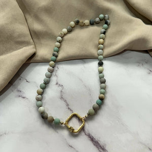 Handknotted Dull Amazonite Necklace - image
