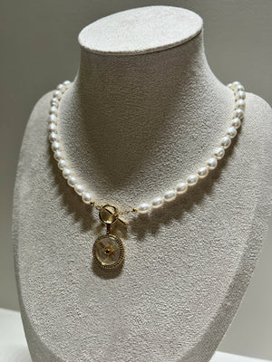EVIL EYE Freshwater Pearl Necklace - image
