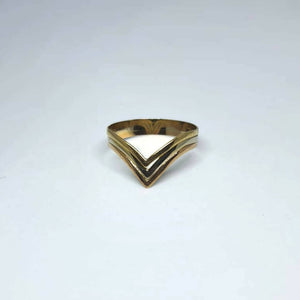 Solid Gold Tricolor V-shaped Ring - image