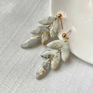 Marble and Gold Polymer Clay Earrings - image