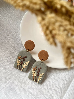 Dried Leaves Polymer Clay Earrings - image