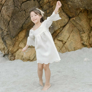 Cereza Linen Scallop Dress - Sand - image