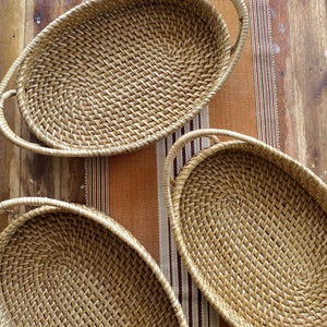 Rattan Oval Basket With Handles - image