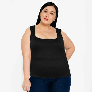 Plus Size Isabelle Square Neck Tank Top - Ebony - image