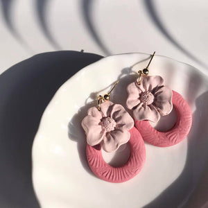Bloom Clay Earrings in Rust and Blush - image