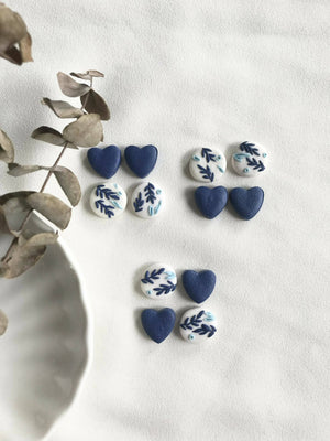 Hues of Blue Stud Set of 2 Polymer Clay Earrings - image