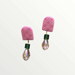 Astrid Earrings in Pink and Green - image