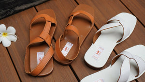Leather Tape Sandals in Mahogany - image