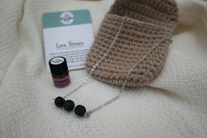 Lava Stones Necklace Diffuser with 1ml. Lavender Pure Essential Oil - image