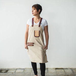 Akap Artisan Vegan Leather Family Matching Apron with Adjustable Cross-back Straps and Chest Pockets for Adult - image