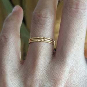 Solid Gold Twisted Stacking Rings - image