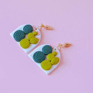 Prickly Pair Cactus Polymer Clay Statement Earrings - image