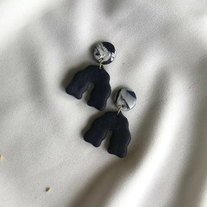 Noir Arc Boho Polymer Clay Earrings - image