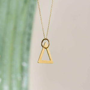 Solid Gold Triangular Necklace - image
