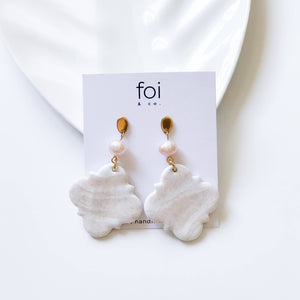 Gold Pearl Cloud Earrings - image