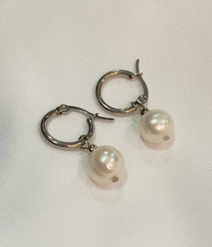 Aurora White Freshwater Earrings - image