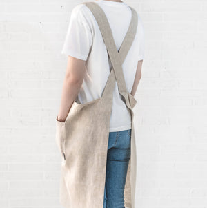 100% Linen Kids Crossback Apron - image