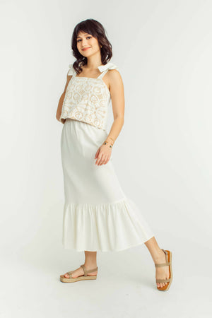 Lia Dress in Ivory with Mocha Inabel - image