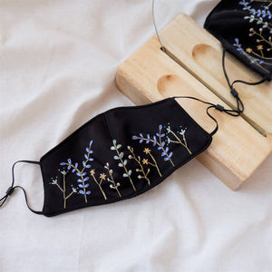 Hand Embroidered Face Mask in Full Bloom - image