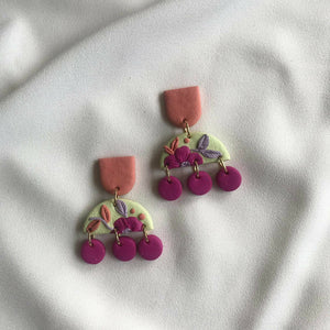 Festive Floral Boho Polymer Clay Earrings - image