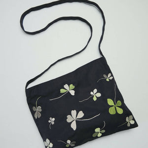 Clover Leaf on Navy Canvas Small Sling Bag - image