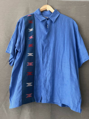 Oh Pare Ko Linen Polo in Blue Tausug - image