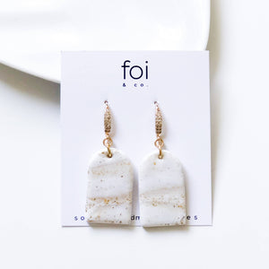Gold Pearl White Earrings - image